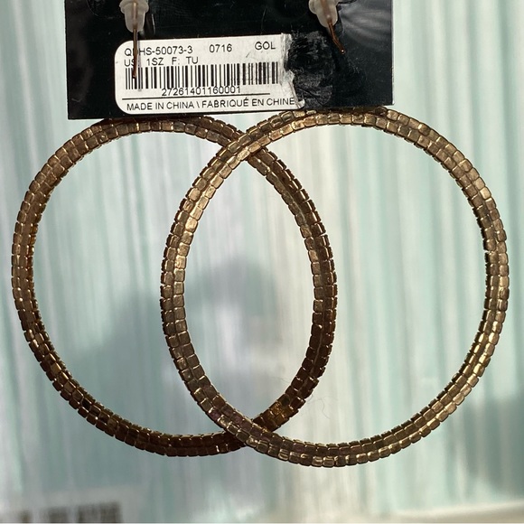 Bebe Large Hoop Diamond Earrings NWT - Picture 11 of 17